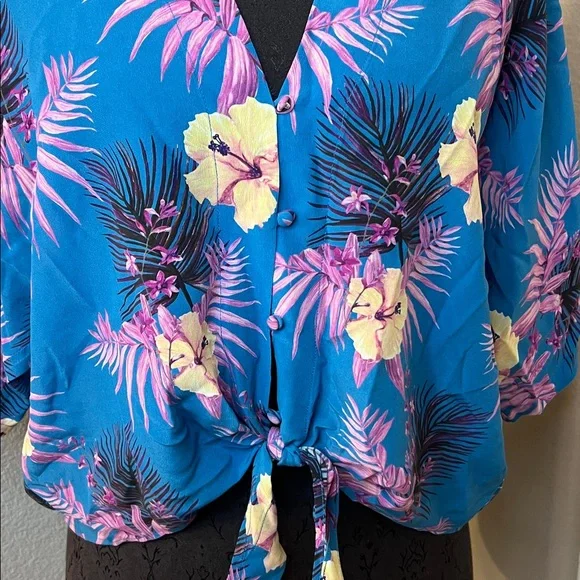 RAILS Thea Button Up in Hawaiian Tropic Color: Hawaiian Tropic 100% Silk Med - Picture 4 of 10